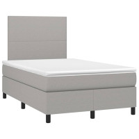 Produktbild för Ramsäng med madrass ljusgrå 120x200 cm tyg