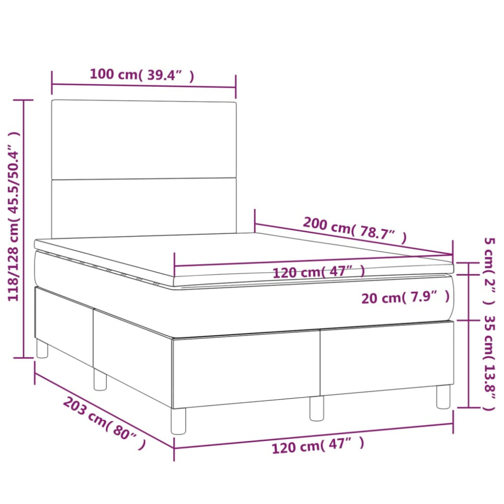Produktbild för Ramsäng med madrass gräddvit 120x200 cm tyg