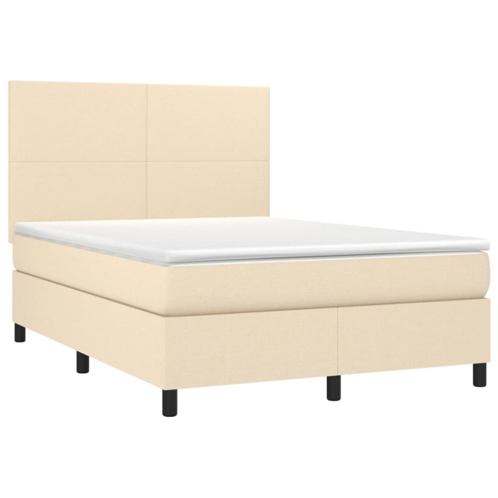 Produktbild för Ramsäng med madrass gräddvit 140x190 cm tyg