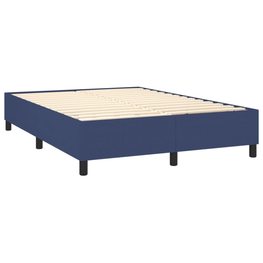 Produktbild för Ramsäng med madrass blå 140x190 cm tyg