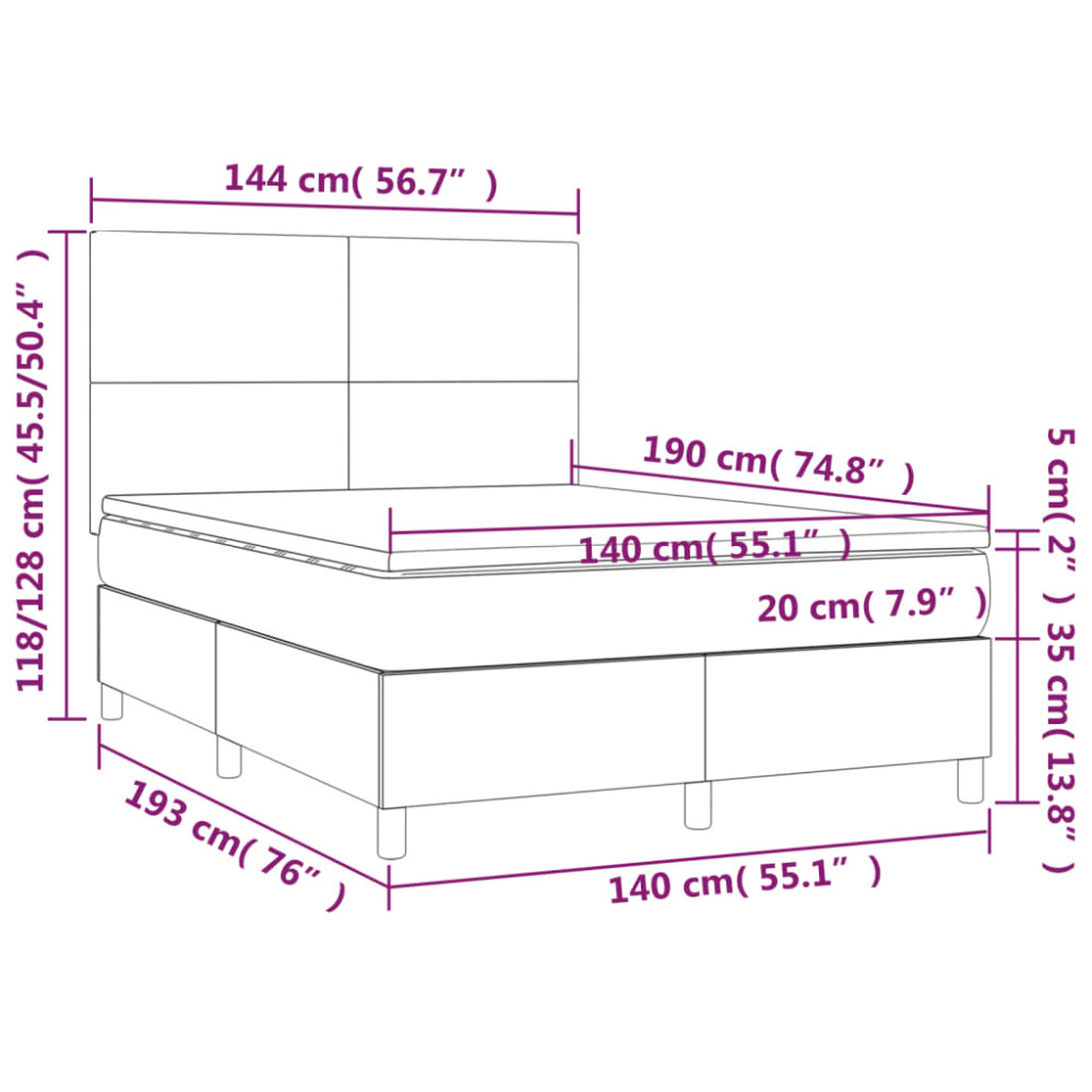 Produktbild för Ramsäng med madrass blå 140x190 cm tyg