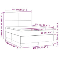 Produktbild för Ramsäng med madrass ljusgrå 140x200 cm tyg