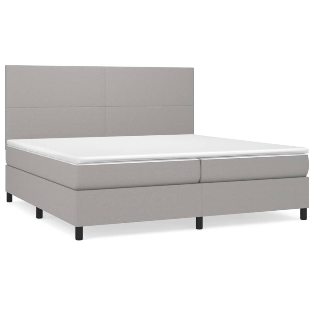 Produktbild för Ramsäng med madrass ljusgrå 200x200 cm tyg