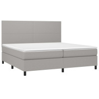 Produktbild för Ramsäng med madrass ljusgrå 200x200 cm tyg