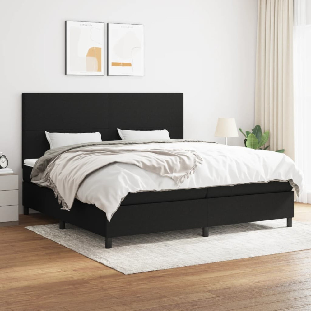 Produktbild för Ramsäng med madrass svart 200x200 cm tyg