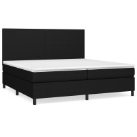 Produktbild för Ramsäng med madrass svart 200x200 cm tyg