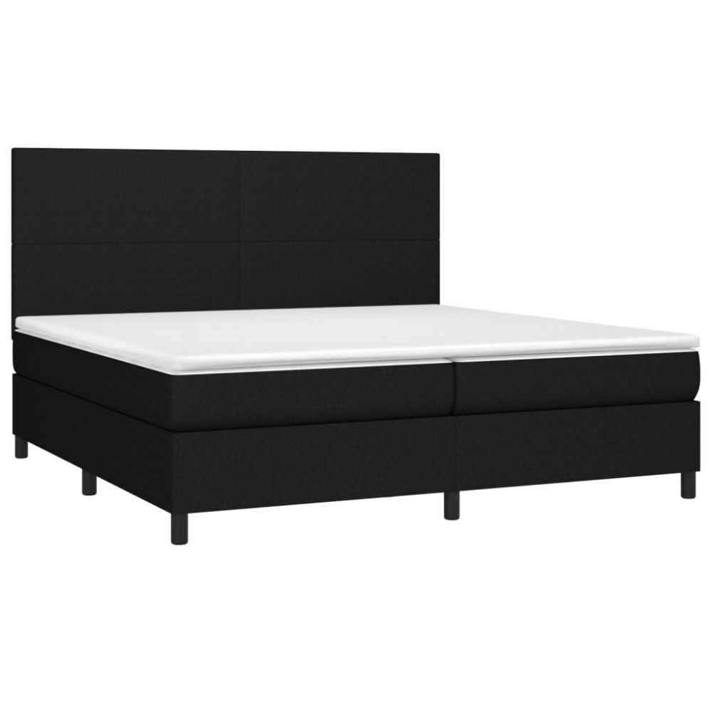 Produktbild för Ramsäng med madrass svart 200x200 cm tyg