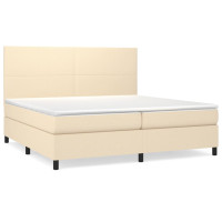 Produktbild för Ramsäng med madrass gräddvit 200x200 cm tyg