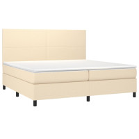 Produktbild för Ramsäng med madrass gräddvit 200x200 cm tyg