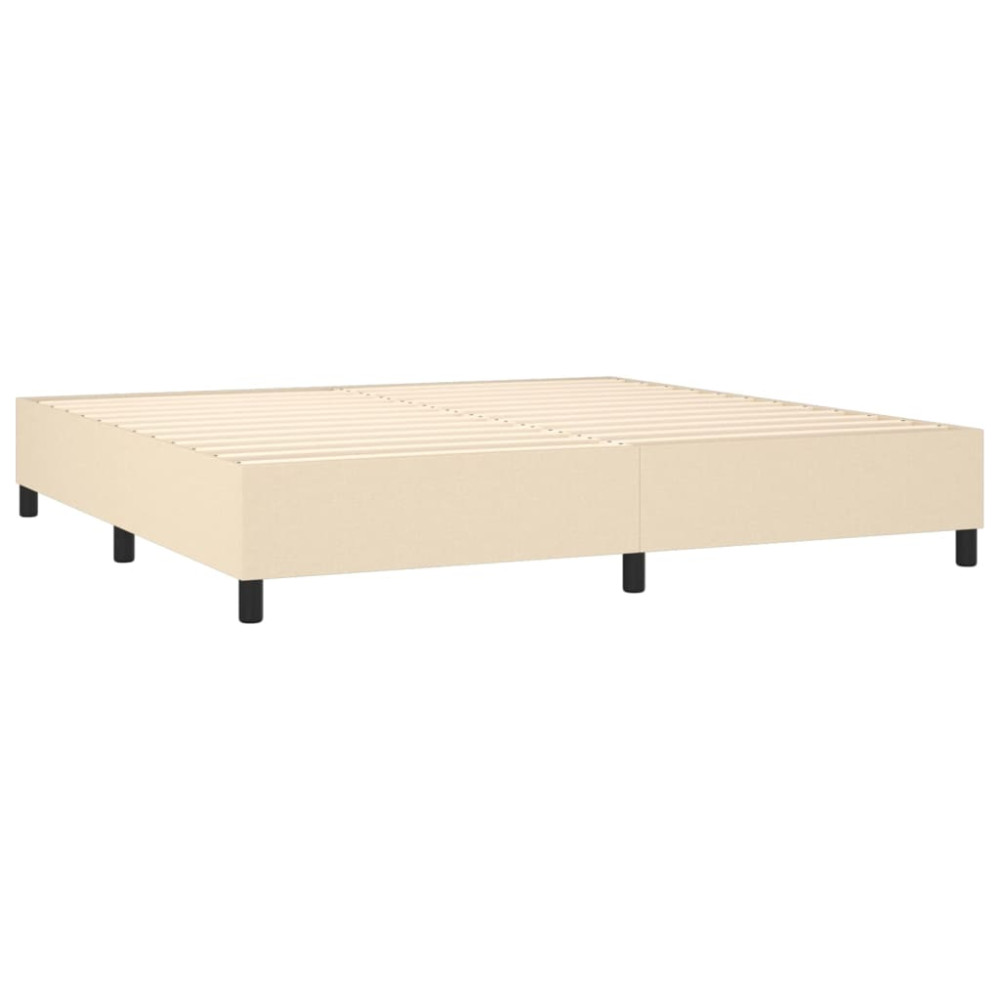 Produktbild för Ramsäng med madrass gräddvit 200x200 cm tyg
