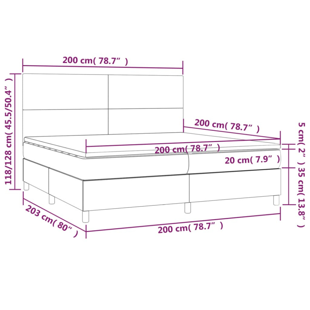 Produktbild för Ramsäng med madrass gräddvit 200x200 cm tyg