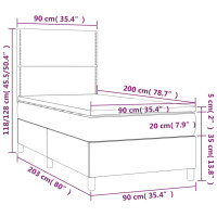 Produktbild för Ramsäng med madrass mörkgrå 90x200 cm tyg