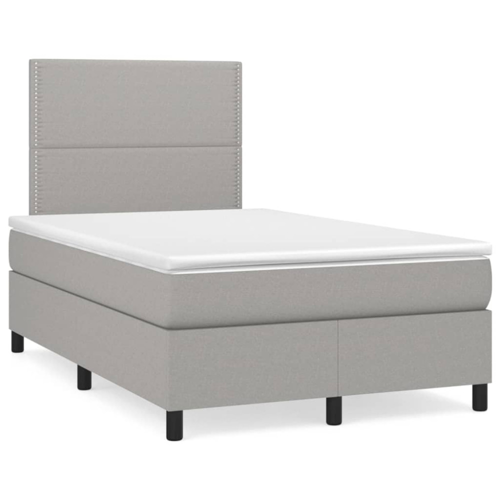 Produktbild för Ramsäng med madrass ljusgrå 120x200 cm tyg