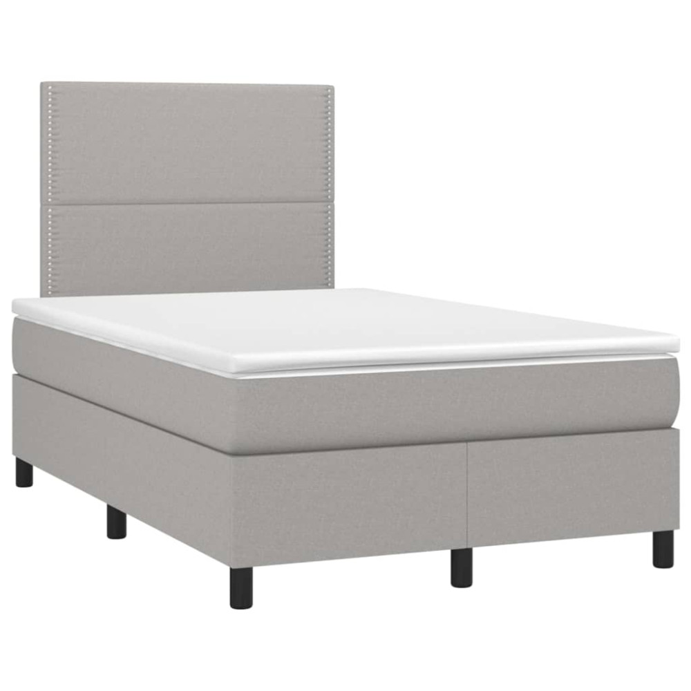 Produktbild för Ramsäng med madrass ljusgrå 120x200 cm tyg