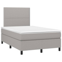 Produktbild för Ramsäng med madrass ljusgrå 120x200 cm tyg
