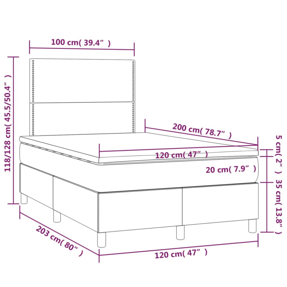 Produktbild för Ramsäng med madrass ljusgrå 120x200 cm tyg