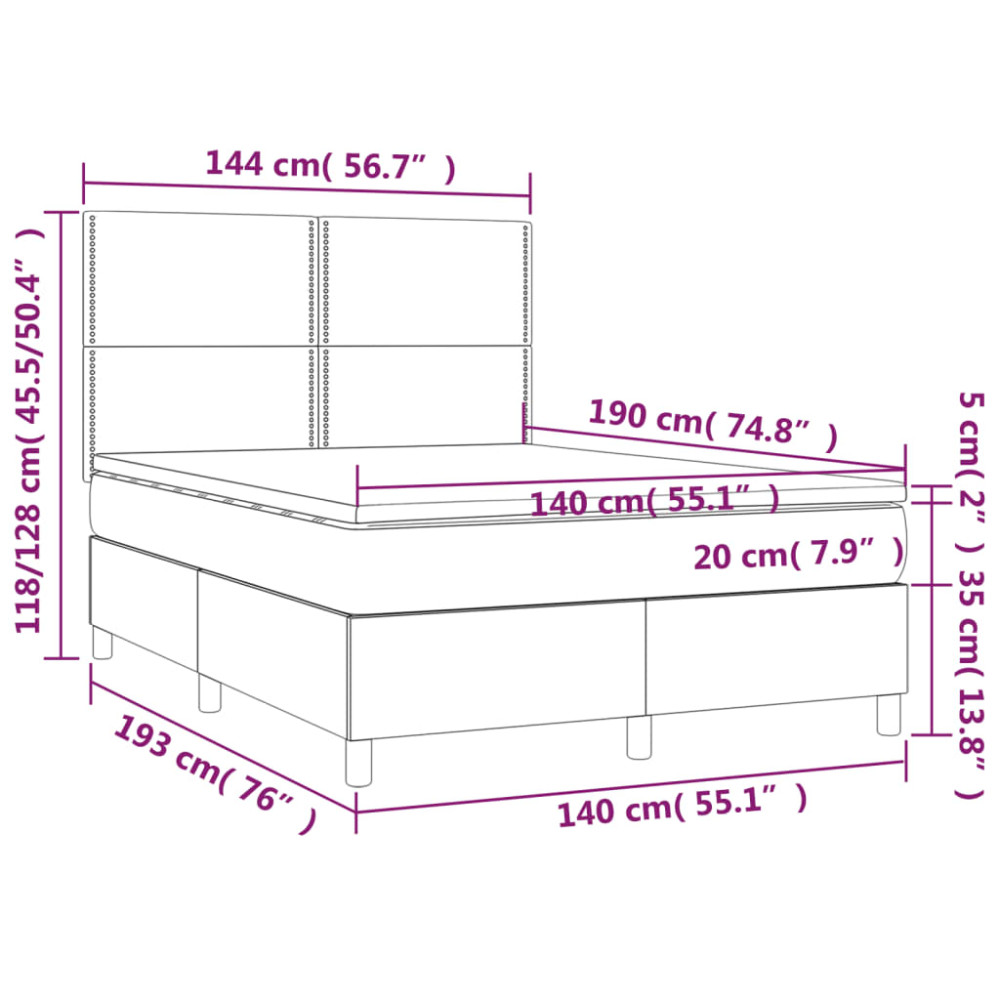 Produktbild för Ramsäng med madrass ljusgrå 140x190 cm tyg