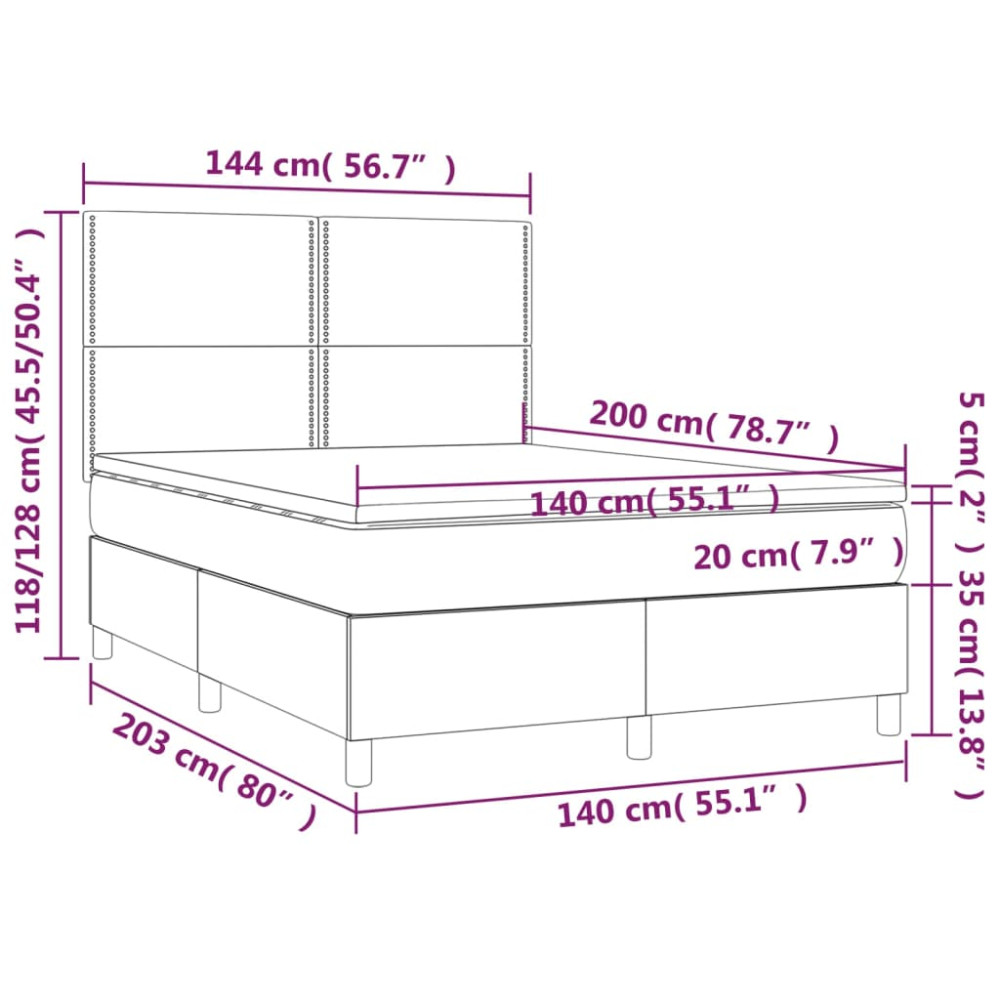 Produktbild för Ramsäng med madrass ljusgrå 140x200 cm tyg