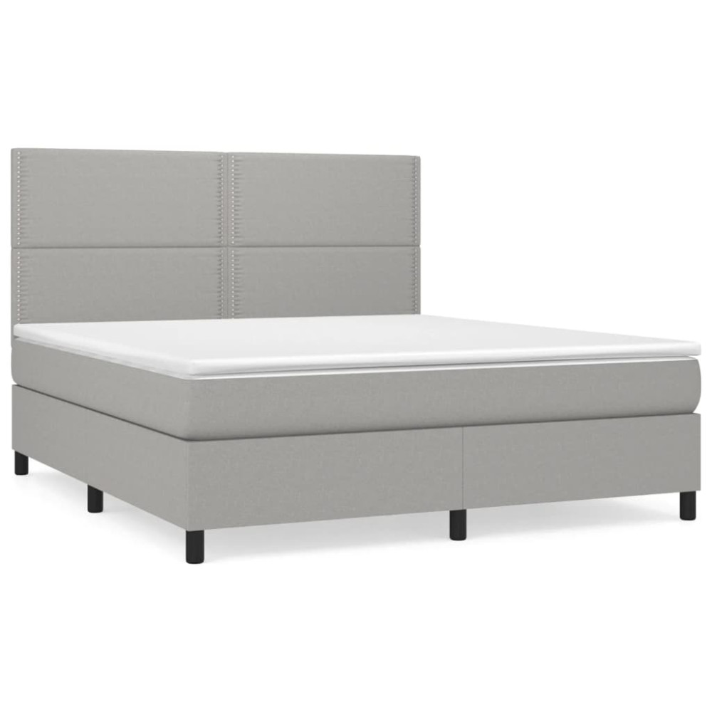 Produktbild för Ramsäng med madrass ljusgrå 180x200 cm tyg