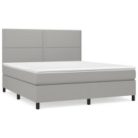 Produktbild för Ramsäng med madrass ljusgrå 180x200 cm tyg