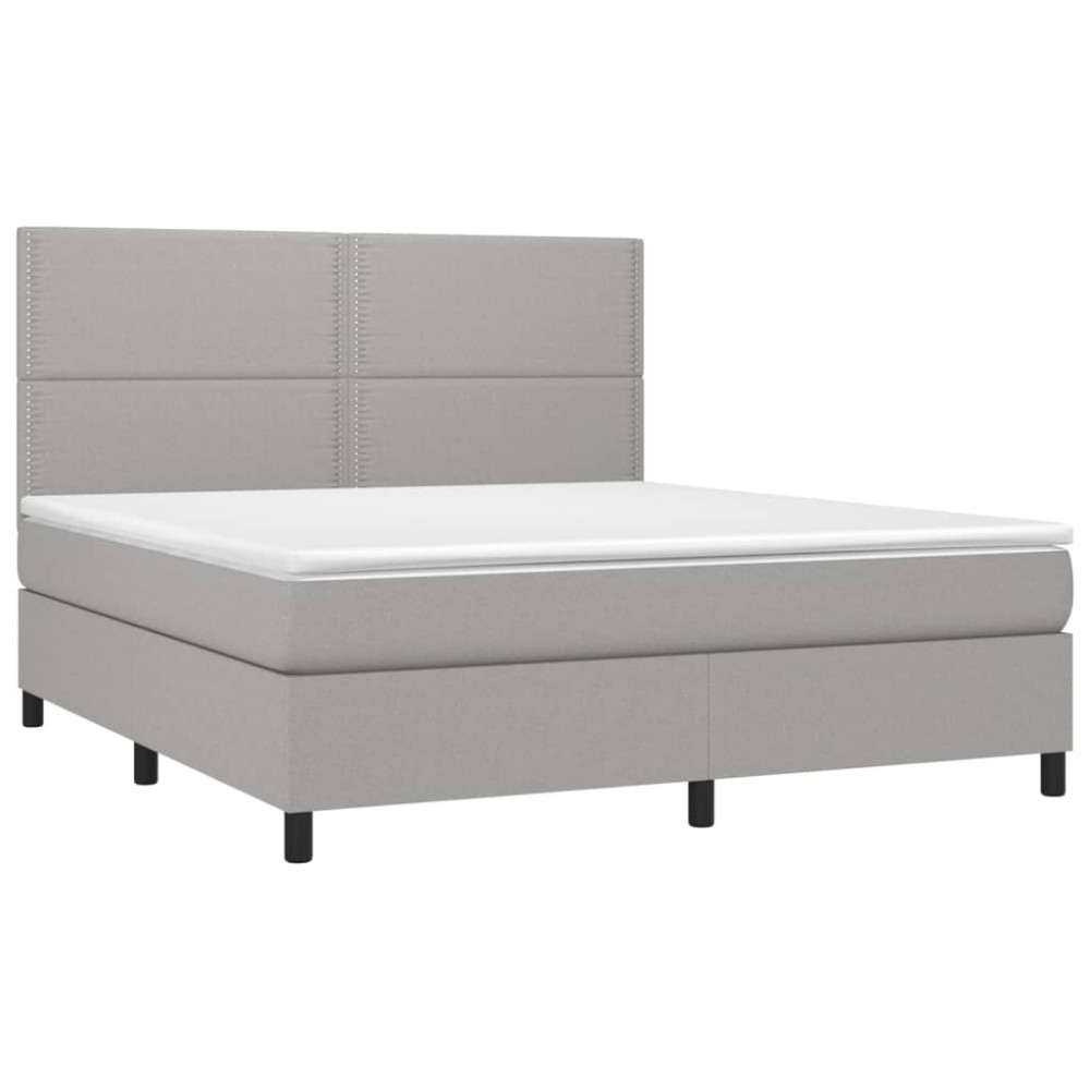 Produktbild för Ramsäng med madrass ljusgrå 180x200 cm tyg