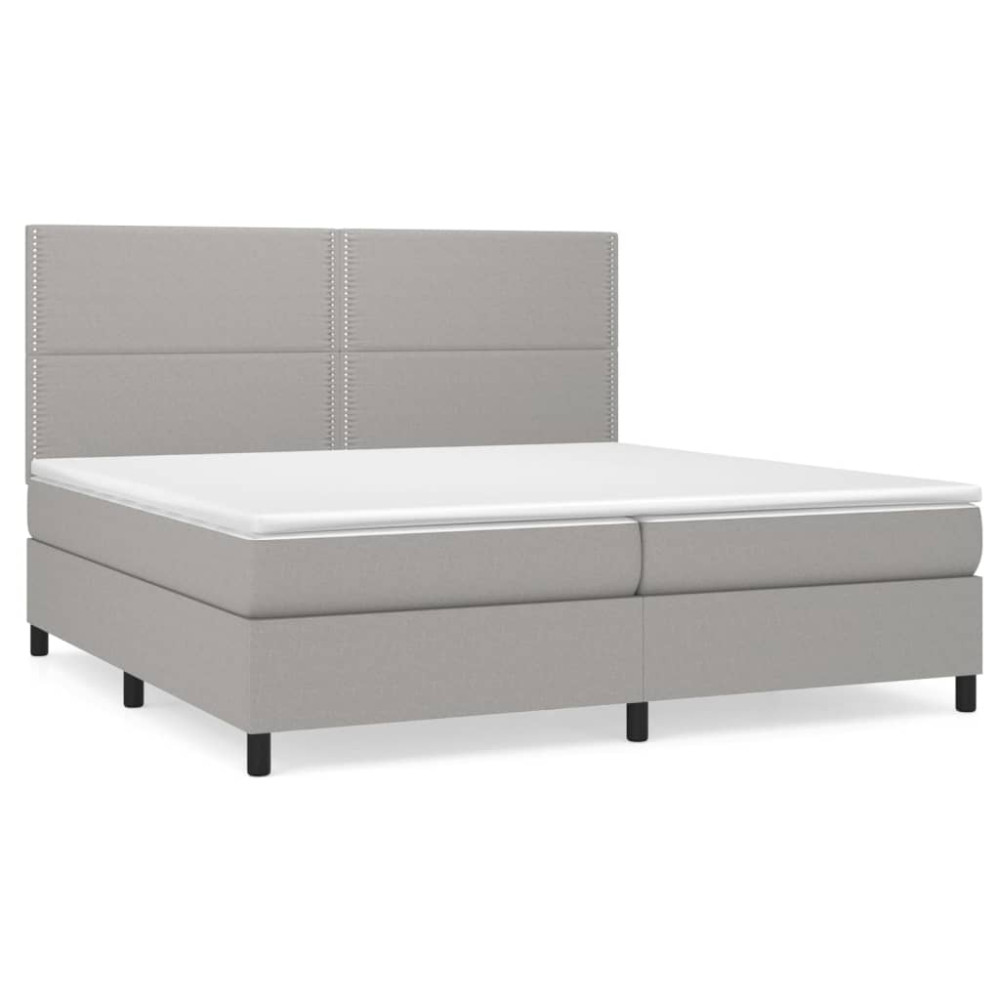 Produktbild för Ramsäng med madrass ljusgrå 200x200 cm tyg