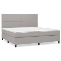 Produktbild för Ramsäng med madrass ljusgrå 200x200 cm tyg
