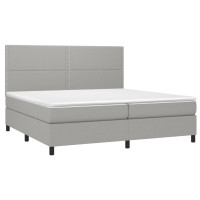 Produktbild för Ramsäng med madrass ljusgrå 200x200 cm tyg