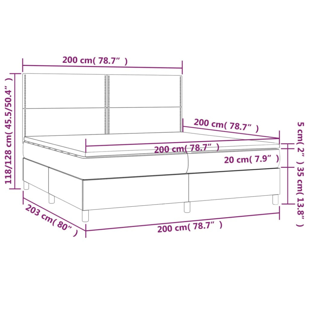 Produktbild för Ramsäng med madrass ljusgrå 200x200 cm tyg