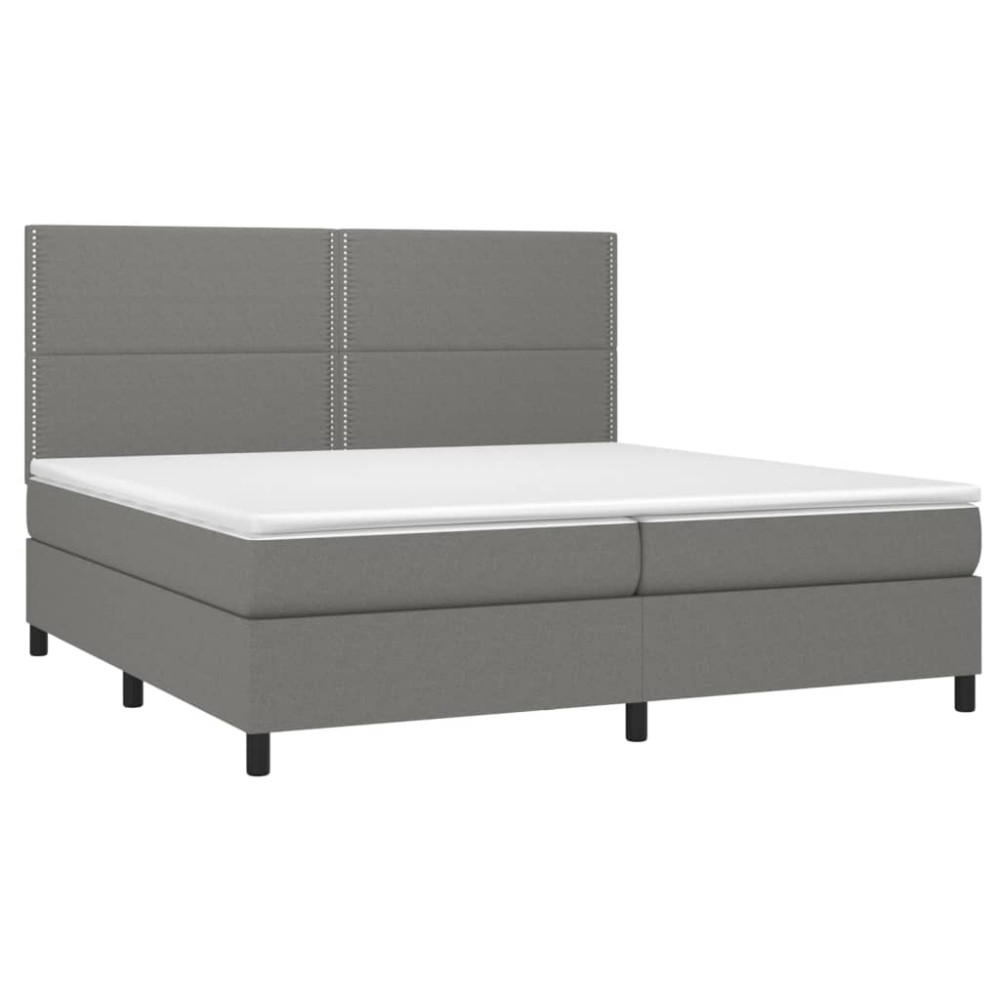 Produktbild för Ramsäng med madrass mörkgrå 200x200 cm tyg