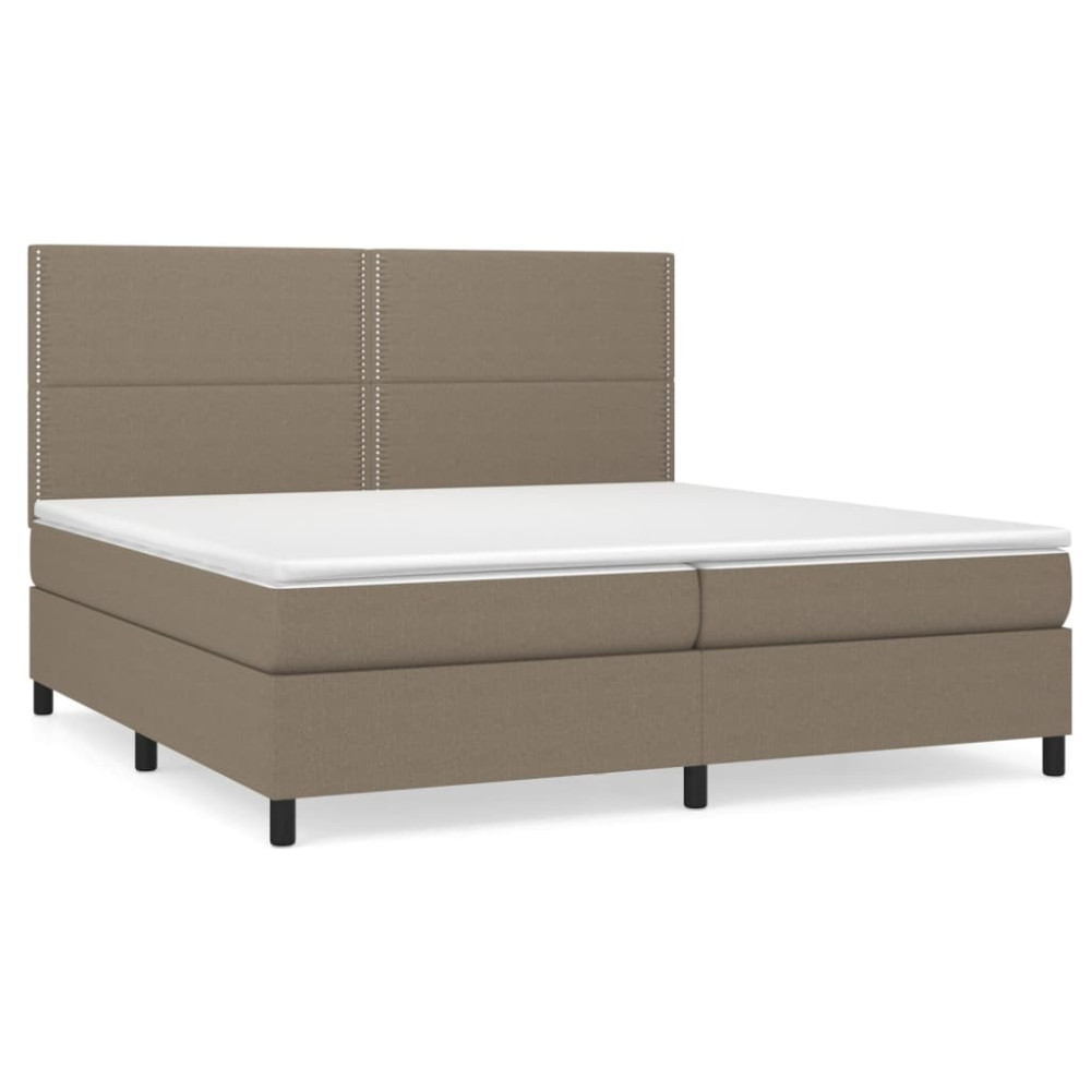Produktbild för Ramsäng med madrass taupe 200x200 cm tyg
