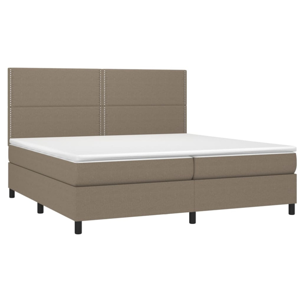 Produktbild för Ramsäng med madrass taupe 200x200 cm tyg
