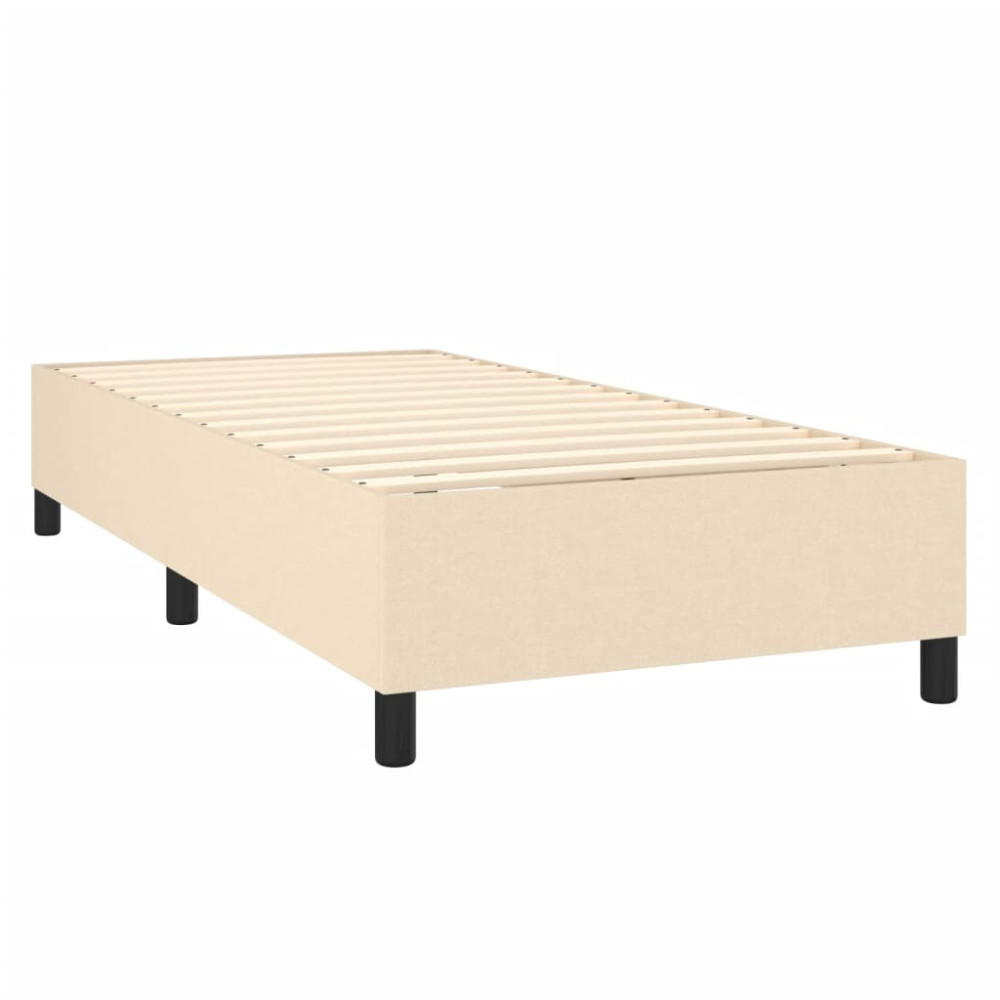 Produktbild för Ramsäng med madrass gräddvit 90x190 cm tyg