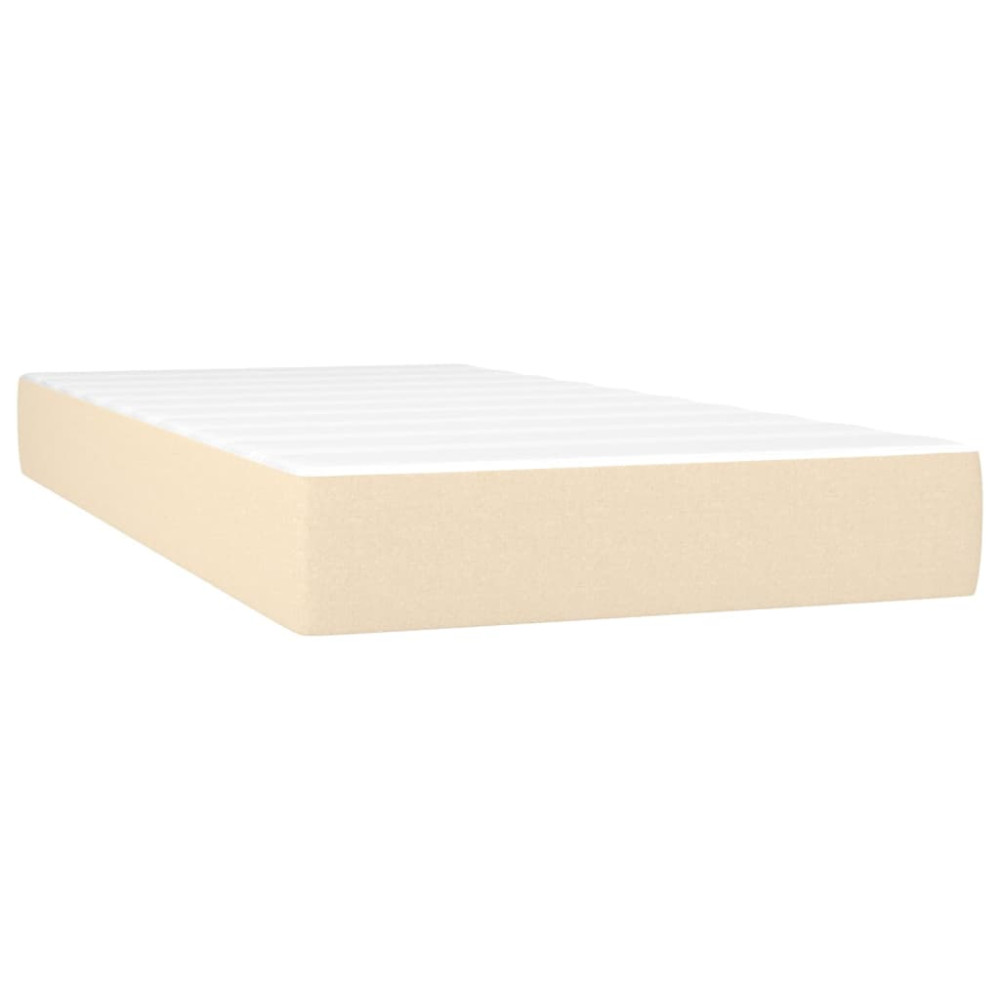 Produktbild för Ramsäng med madrass gräddvit 90x190 cm tyg