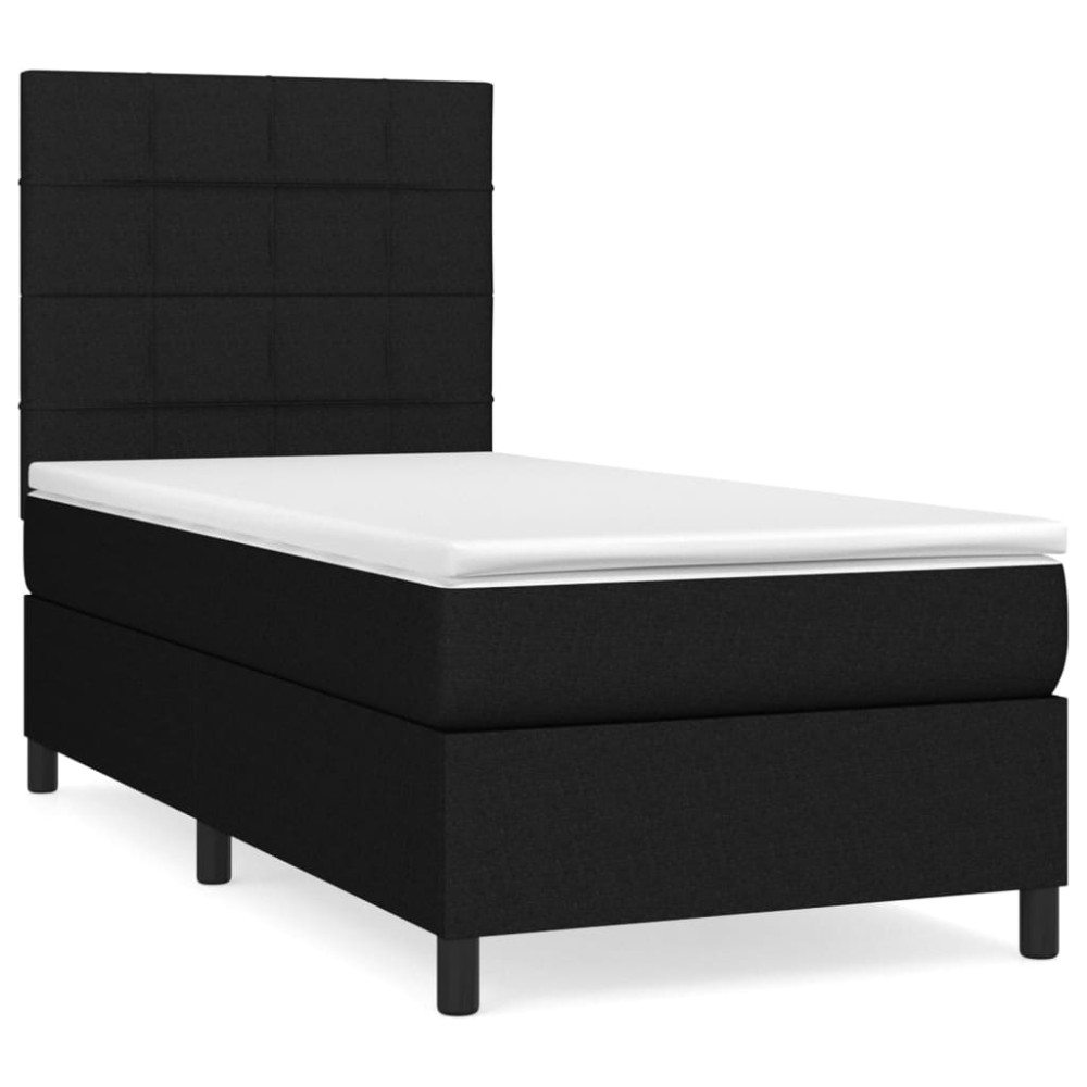Produktbild för Ramsäng med madrass svart 90x200 cm tyg