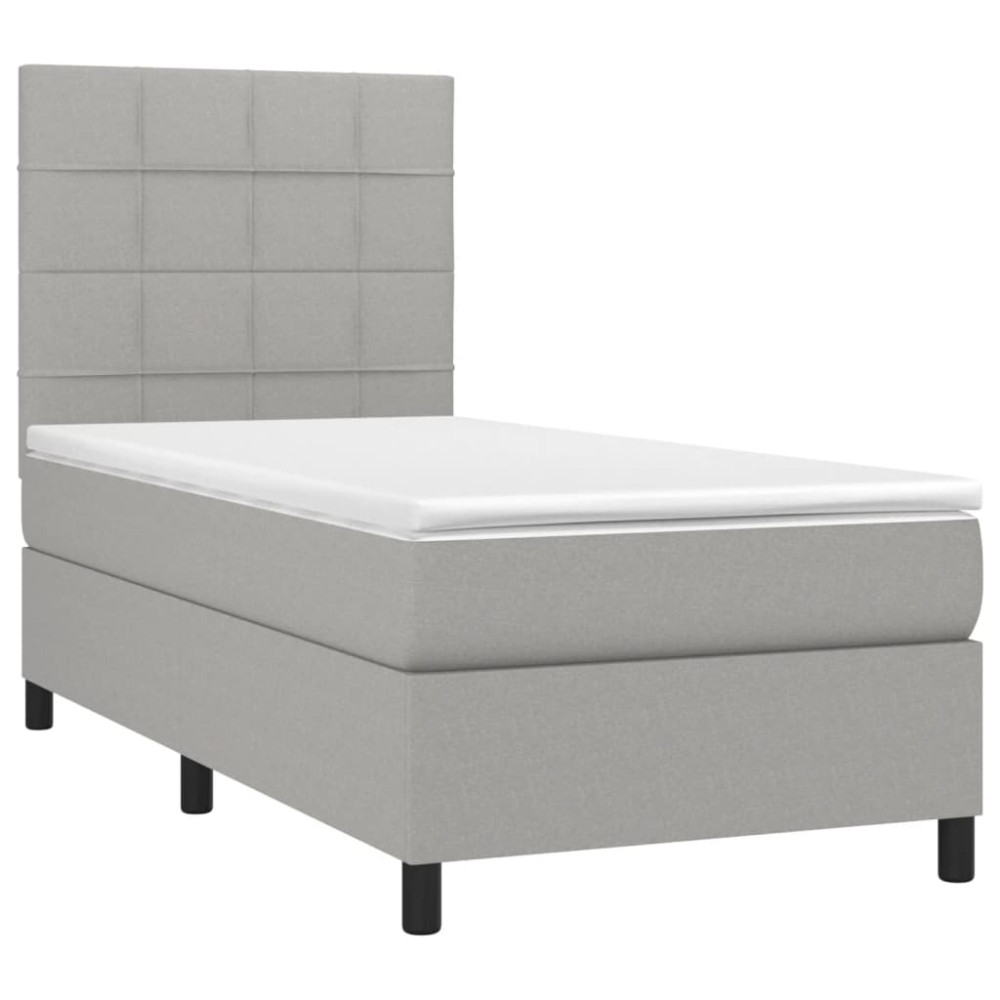 Produktbild för Ramsäng med madrass ljusgrå 100x200 cm tyg