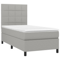Produktbild för Ramsäng med madrass ljusgrå 100x200 cm tyg