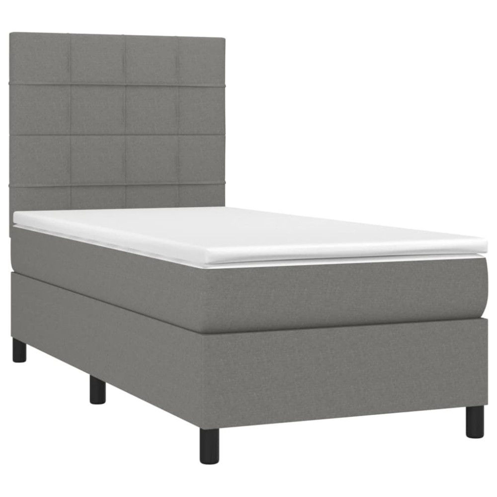 Produktbild för Ramsäng med madrass mörkgrå 100x200 cm tyg