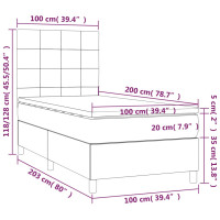 Produktbild för Ramsäng med madrass svart 100x200 cm tyg