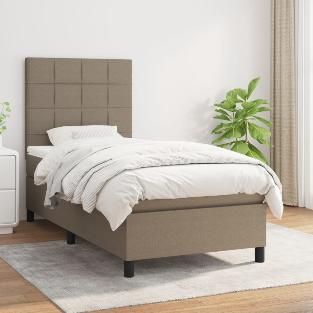 Produktbild för Ramsäng med madrass taupe 100x200 cm tyg