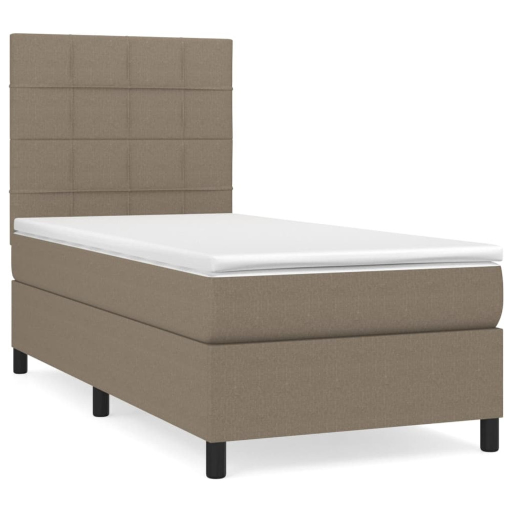 Produktbild för Ramsäng med madrass taupe 100x200 cm tyg