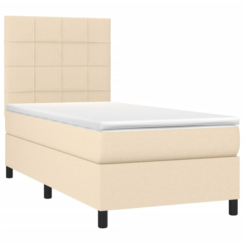 Produktbild för Ramsäng med madrass gräddvit 100x200 cm tyg