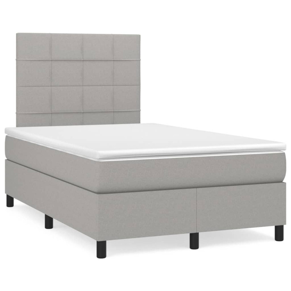Produktbild för Ramsäng med madrass ljusgrå 120x200 cm tyg