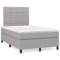 Produktbild för Ramsäng med madrass ljusgrå 120x200 cm tyg
