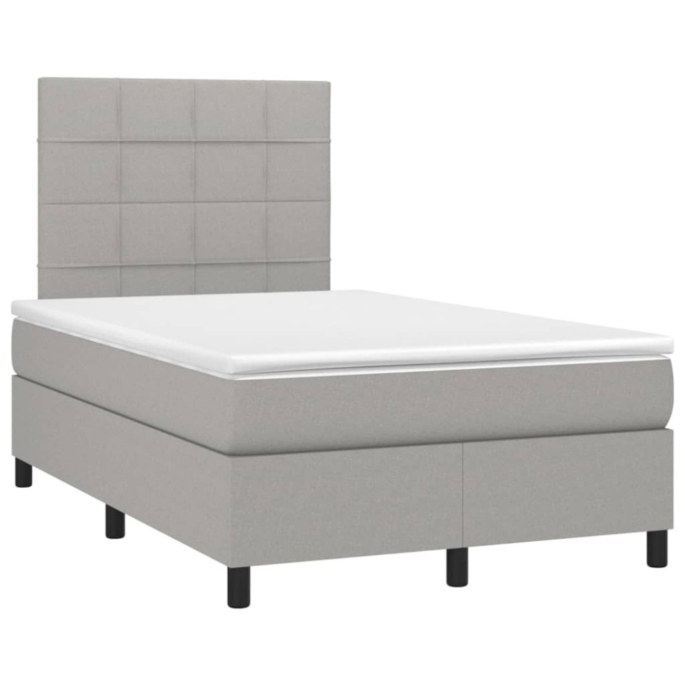 Produktbild för Ramsäng med madrass ljusgrå 120x200 cm tyg