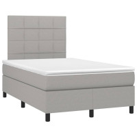 Produktbild för Ramsäng med madrass ljusgrå 120x200 cm tyg