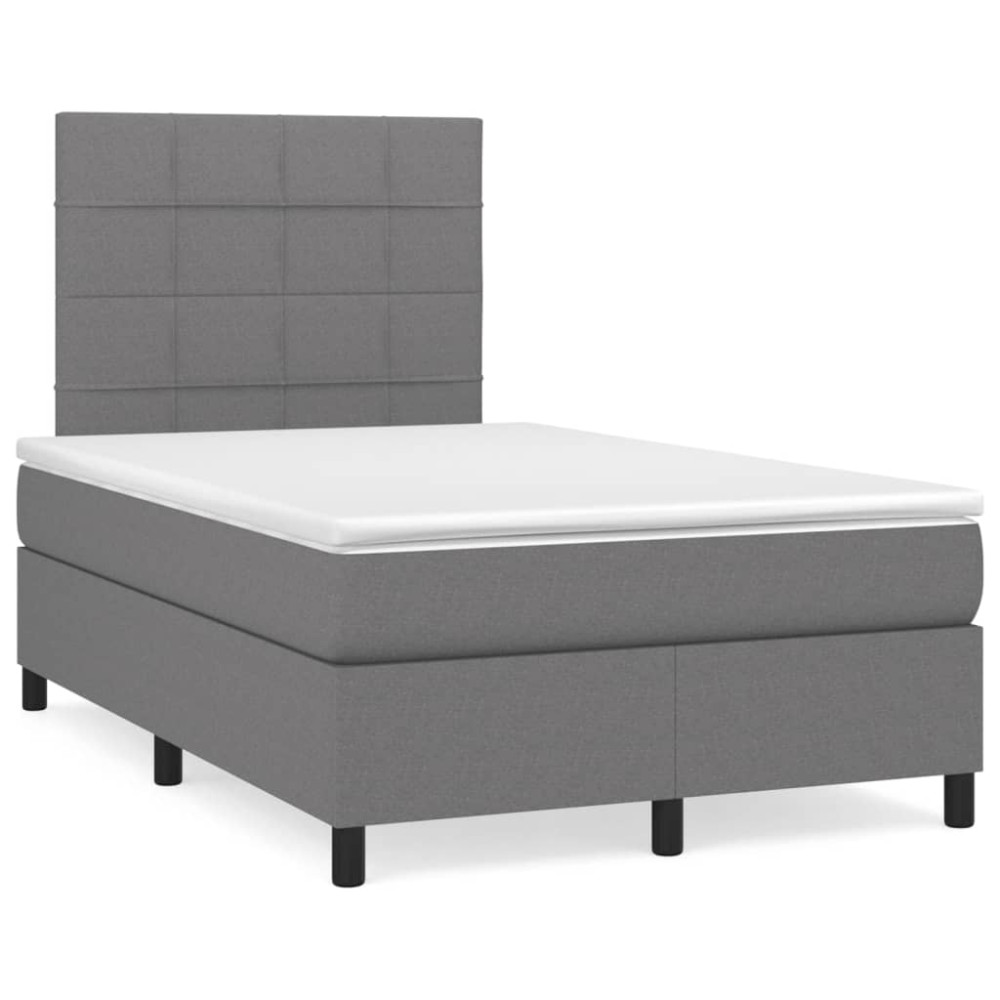 Produktbild för Ramsäng med madrass mörkgrå 120x200 cm tyg