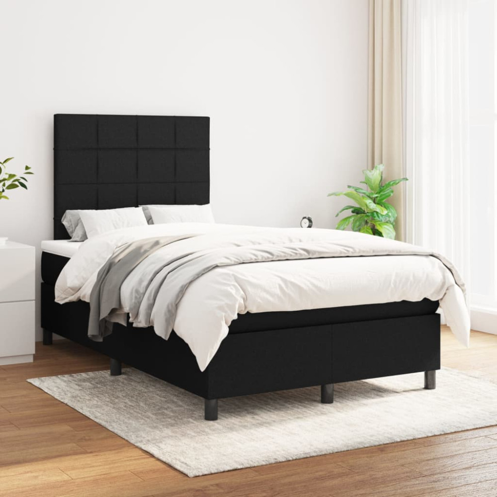 Produktbild för Ramsäng med madrass svart 120x200 cm tyg