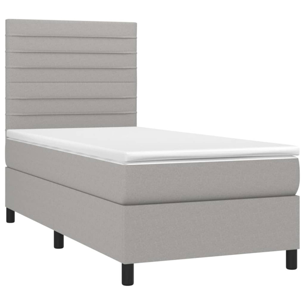 Produktbild för Ramsäng med madrass ljusgrå 90x190 cm tyg