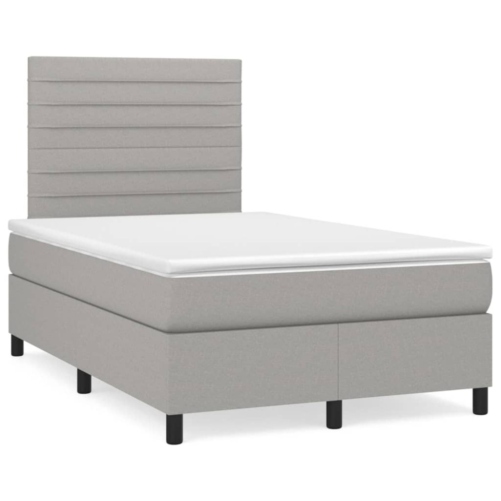 Produktbild för Ramsäng med madrass ljusgrå 120x200 cm tyg